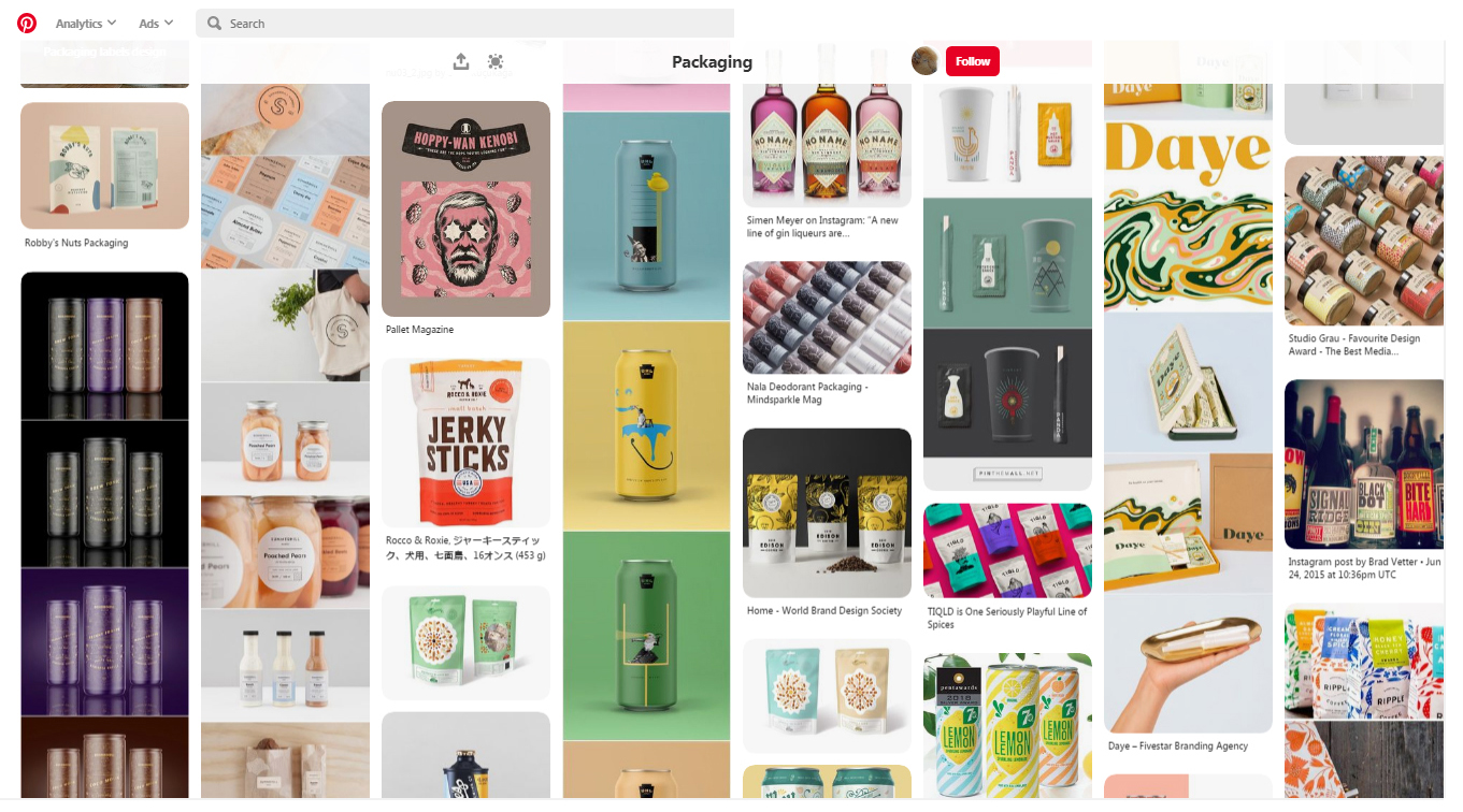 pinterest packaging board