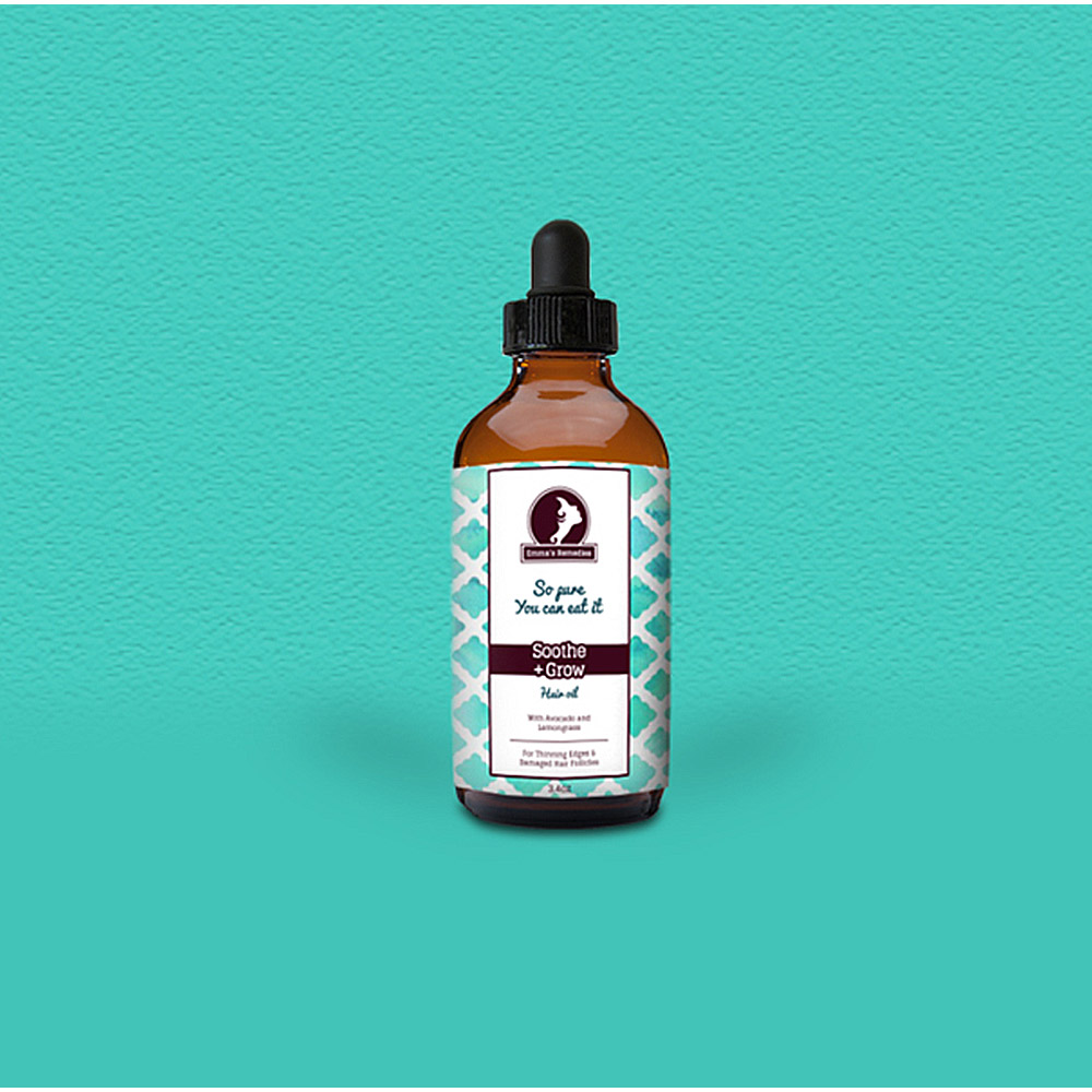 hair oil bottle label design