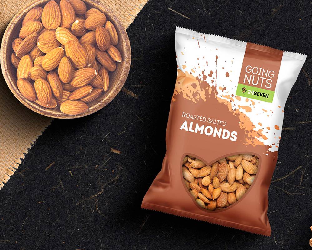 almond pouch packaging design 