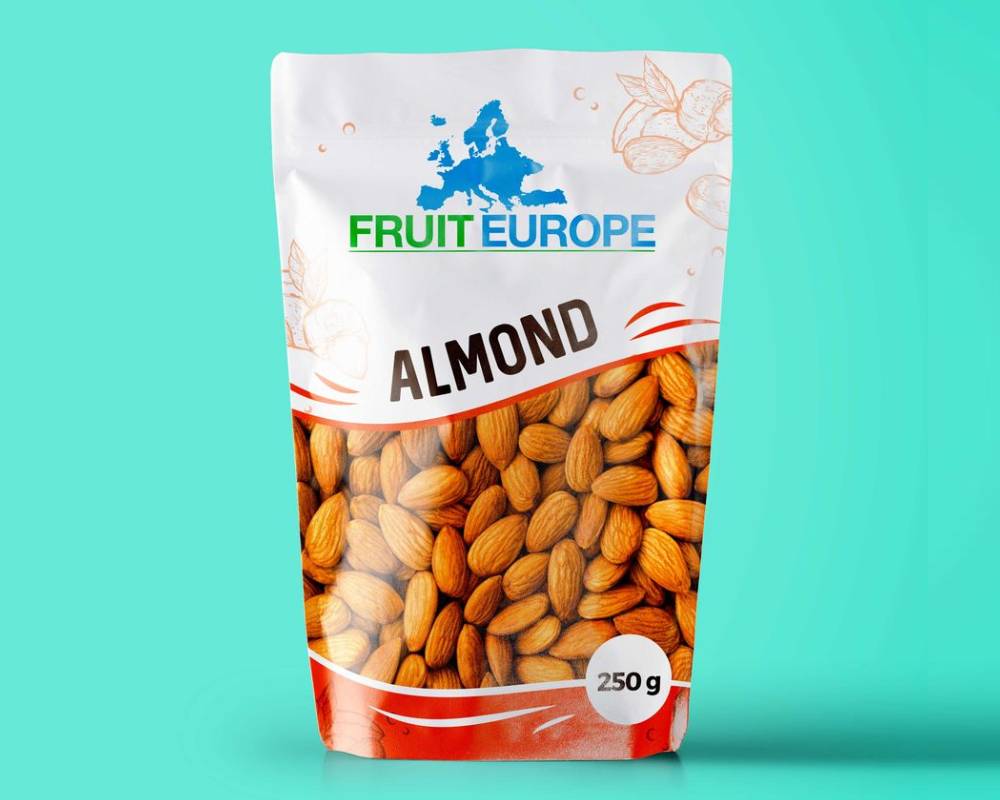 creative almond standup pouch packaging 