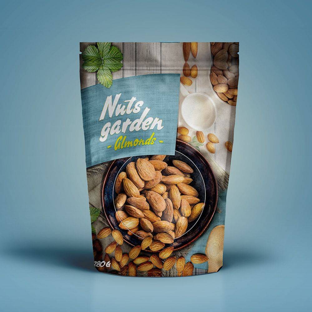 creative almond standup pouch packaging 