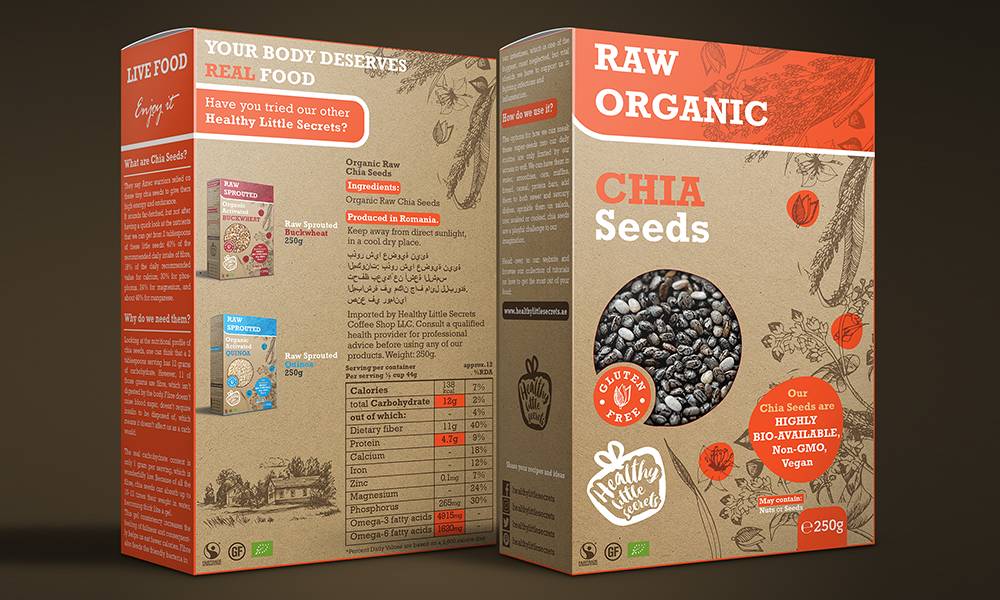 chia seeds box packaging design 